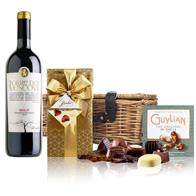 Torre dei Vescovi Merlot 75cl Red Wine And Chocolates Hamper